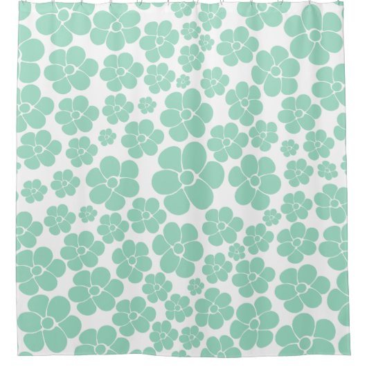 Blume Muster - Grün (Minze) Duschvorhang (Vorderseite)