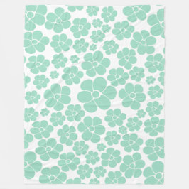 Blume Muster - Grün (Minze) Fleecedecke