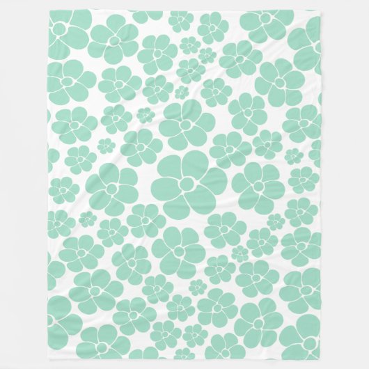 Blume Muster - Grün (Minze) Fleecedecke (Vorderseite)