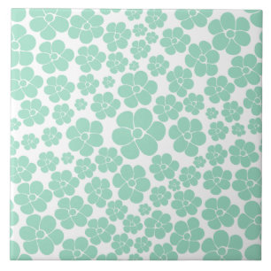 Blume Muster - Grün (Minze) Fliese