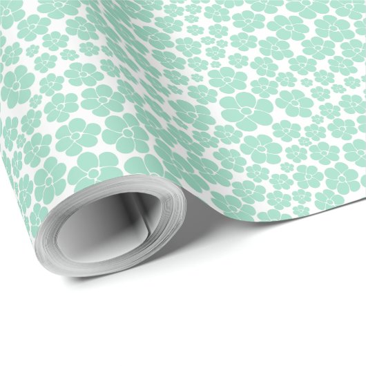 Blume Muster - Grün (Minze) Geschenkpapier (Rolleneckpunkt)