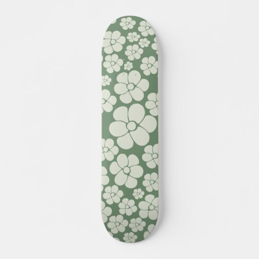 Blume Muster - Grün Skateboard (Vorne)