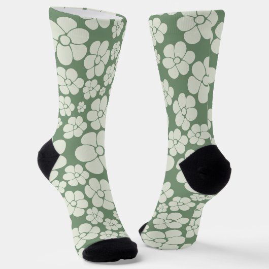 Blume Muster - Grün Socken (Gewinkelt)