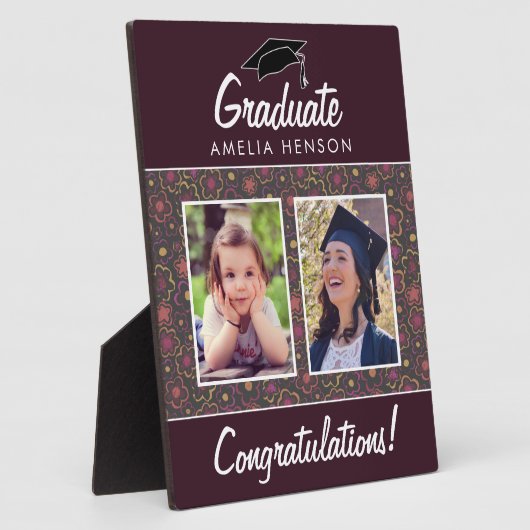 Blume Muster Herzlichen Glückwunsch Graduate 2 Fot Fotoplatte (Seite)