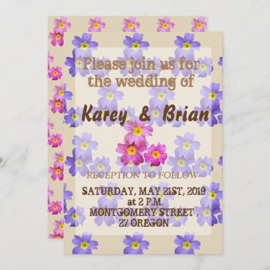 Blume Muster Hochzeit Einladung (Vorne/Hinten)