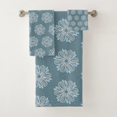 Blume Muster in Blau und Weiß Badhandtuch Set (Insitu)