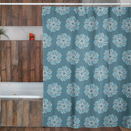 Blume Muster in Blau und Weiß Duschvorhang