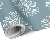 Blume Muster in Blau und Weiß Geschenkpapier (Rolleneckpunkt)