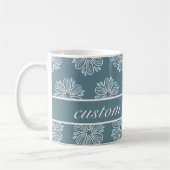 Blume Muster in Blau und Weiß mit Text Kaffeetasse (Links)