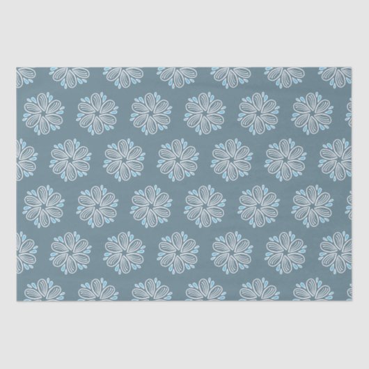 Blume Muster in Blau und Weiß Seidenpapier (Vorderseite)