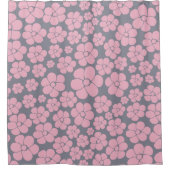 Blume Muster in Grau und Rosa Duschvorhang (Vorderseite)