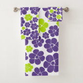 Blume Muster in Lime Green und Lila Badhandtuch Set (Insitu)