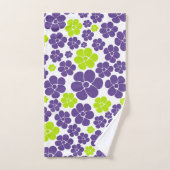 Blume Muster in Lime Green und Lila Badhandtuch Set (Handtuch)