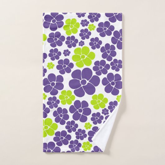 Blume Muster in Lime Green und Lila Badhandtuch Set (Handtuch)