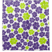 Blume Muster in Lime Green und Lila Duschvorhang (Vorderseite)