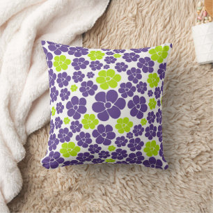 Blume Muster in Lime Green und Lila Kissen