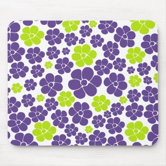 Blume Muster in Lime Green und Lila Mousepad (Vorne)