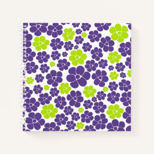 Blume Muster in Lime Green und Lila Notizblock