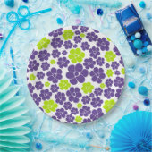 Blume Muster in Lime Green und Lila Pappteller (Party)