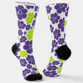 Blume Muster in Lime Green und Lila Socken (Gewinkelt)