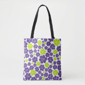Blume Muster in Lime Green und Lila Tasche (Vorderseite)