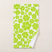 Blume Muster in Lime Green und White Badhandtuch Set (Handtuch)