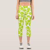 Blume Muster in Lime Green und White Capri Leggings (Vorderseite)