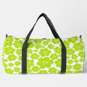 Blume Muster in Lime Green und White Duffle Bag (Vorderseite)