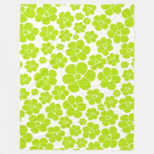 Blume Muster in Lime Green und White Fleecedecke