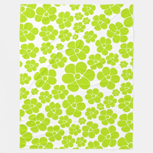 Blume Muster in Lime Green und White Fleecedecke (Vorderseite)