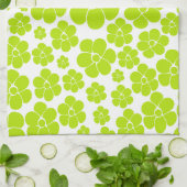 Blume Muster in Lime Green und White Geschirrtuch (Gefaltet)