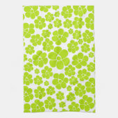 Blume Muster in Lime Green und White Geschirrtuch (Vertikal)