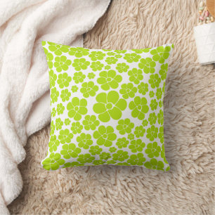 Blume Muster in Lime Green und White Kissen