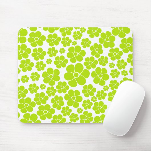 Blume Muster in Lime Green und White Mousepad (Mit Mouse)
