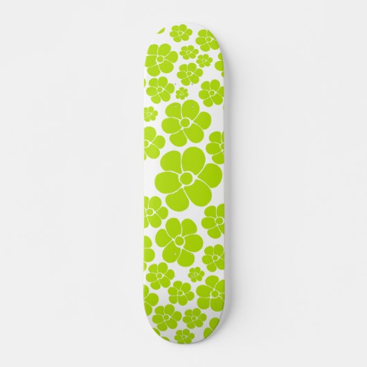 Blume Muster in Lime Green und White Skateboard (Vorne)
