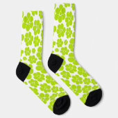 Blume Muster in Lime Green und White Socken (Rechts)