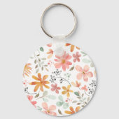 Blume Muster in Orange Pink Blossom Schlüsselanhänger (Rückseite)