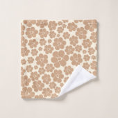Blume Muster in Tan und Creme Badhandtuch Set (Waschlappen)