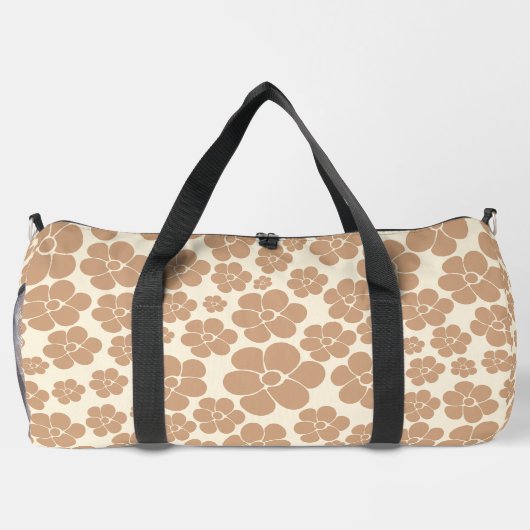 Blume Muster in Tan und Creme Duffle Bag (Rückseite)