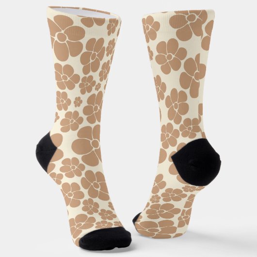 Blume Muster in Tan und Creme Socken (Gewinkelt)