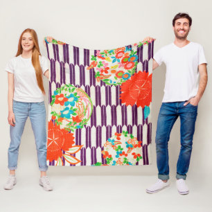 Blume Muster, japanisches Design Fleecedecke