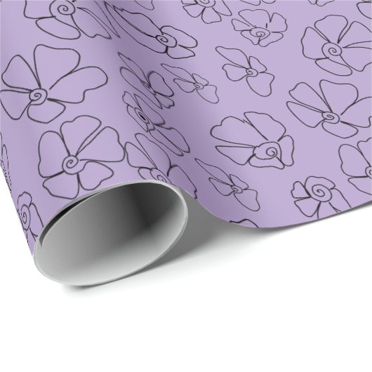Blume Muster Lavender Geschenkpapier (Rolleneckpunkt)