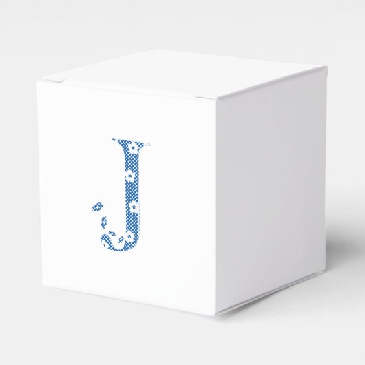 Blume Muster Letter J (blau) Geschenkschachtel (Vorderseite)