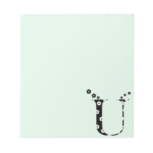 Blume Muster Letter U Notizblock (Vorderseite)
