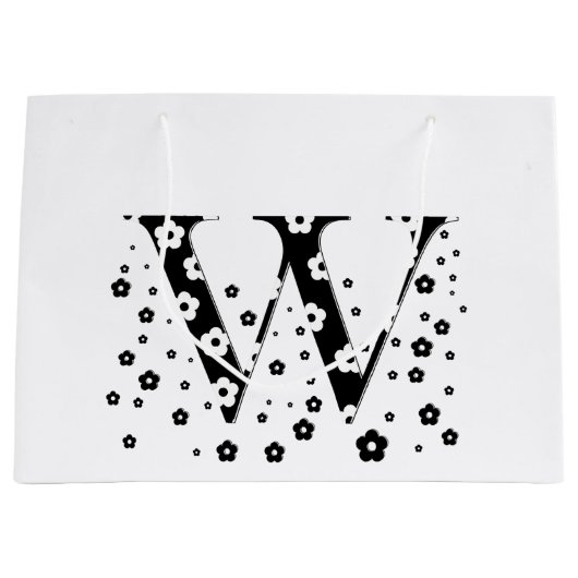 Blume Muster Letter W Große Geschenktüte (Vorderseite)