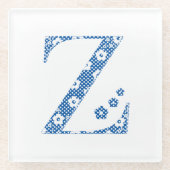 Blume Muster Letter Z (blau) Glasuntersetzer (Vorderseite)