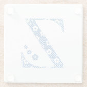 Blume Muster Letter Z (blau) Glasuntersetzer (Rückseite)
