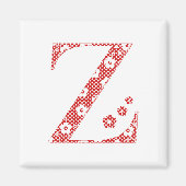 Blume Muster Letter Z (rot) Magnet (Vorne)