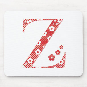 Blume Muster Letter Z (rot) Mousepad