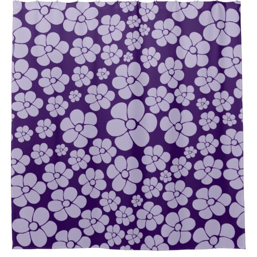 Blume Muster - Lila Duschvorhang (Vorderseite)